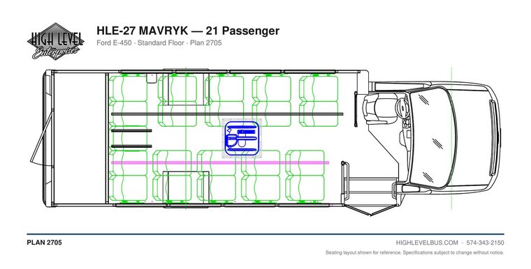 HLE-27 MAVRYK — 21 Passenger seating layout