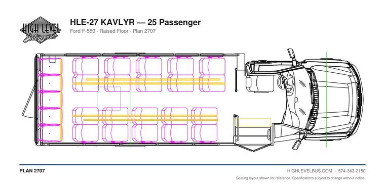HLE-27 KAVLYR — 25 Passenger seating layout