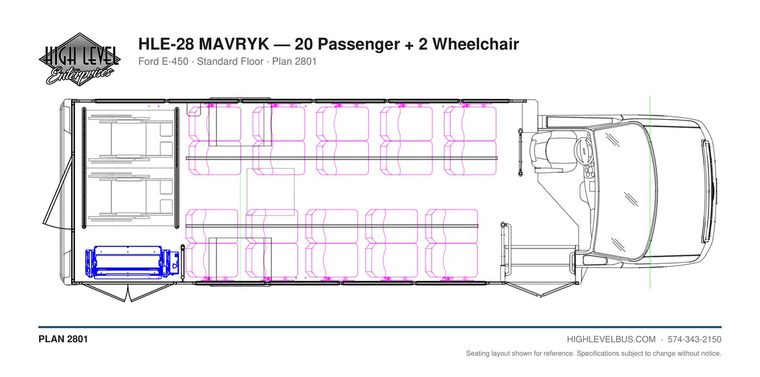 HLE-28 MAVRYK — 20 Passenger + 2 Wheelchair seating layout