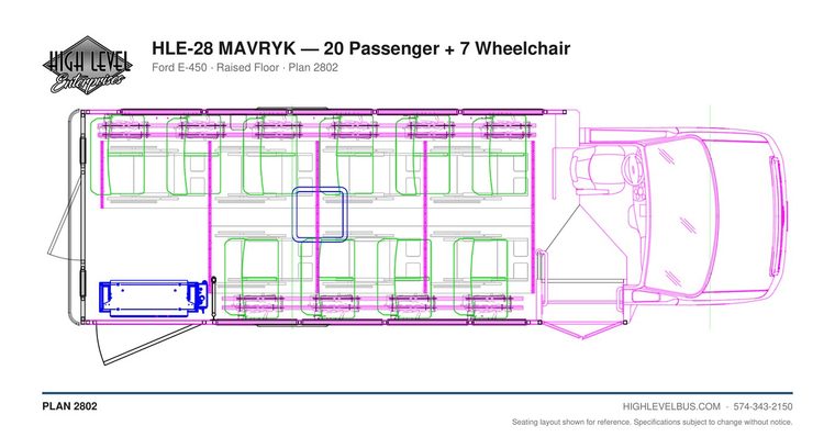 HLE-28 MAVRYK — 20 Passenger + 7 Wheelchair seating layout