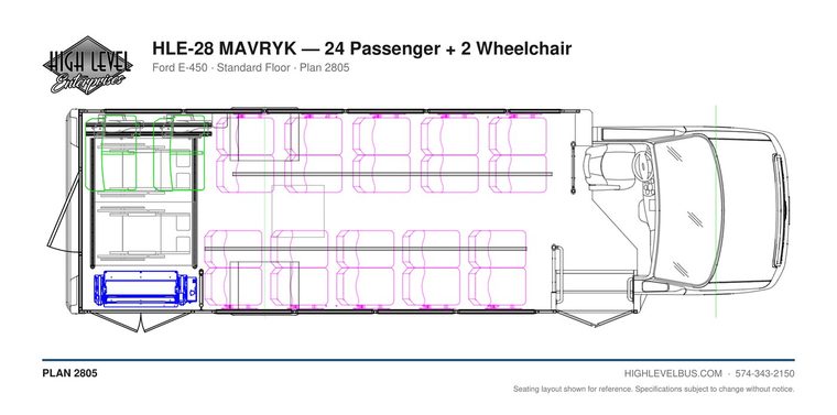 HLE-28 MAVRYK — 24 Passenger + 2 Wheelchair seating layout