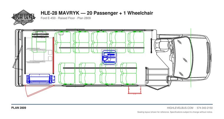 HLE-28 MAVRYK — 20 Passenger + 1 Wheelchair seating layout
