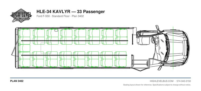 HLE-34 KAVLYR — 33 Passenger seating layout