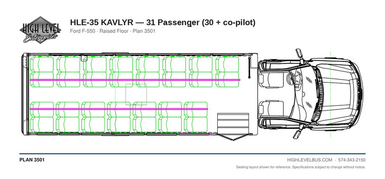 HLE-35 KAVLYR — 31 Passenger (30 + co-pilot) seating layout