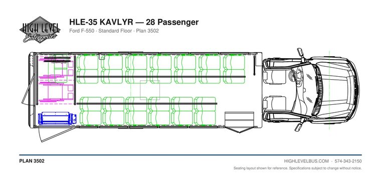 HLE-35 KAVLYR — 28 Passenger seating layout