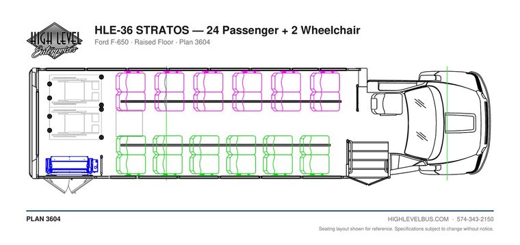 HLE-36 STRATOS — 24 Passenger + 2 Wheelchair seating layout