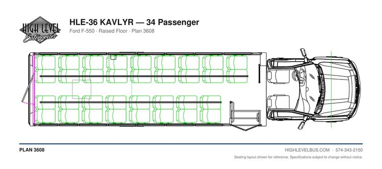 HLE-36 KAVLYR — 34 Passenger seating layout