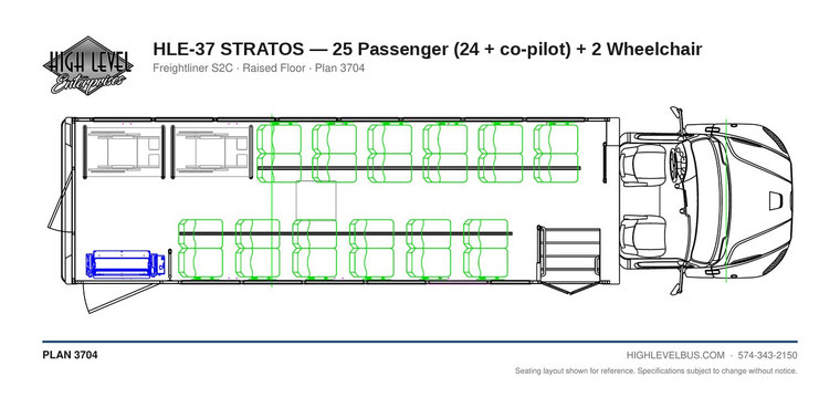 HLE-37 STRATOS — 25 Passenger (24 + co-pilot) + 2 Wheelchair seating layout