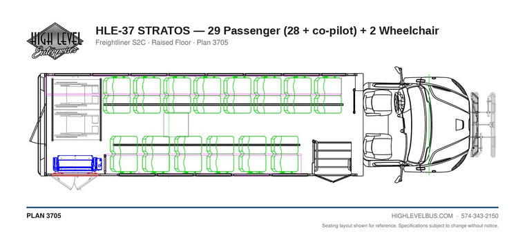 HLE-37 STRATOS — 29 Passenger (28 + co-pilot) + 2 Wheelchair seating layout