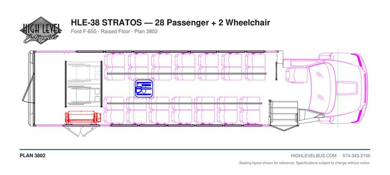 HLE-38 STRATOS — 28 Passenger + 2 Wheelchair seating layout