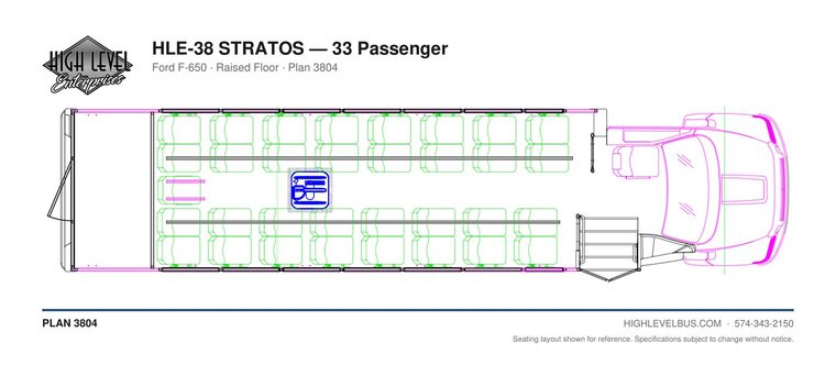 HLE-38 STRATOS — 33 Passenger seating layout