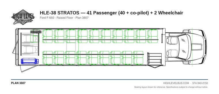 HLE-38 STRATOS — 41 Passenger (40 + co-pilot) + 2 Wheelchair seating layout