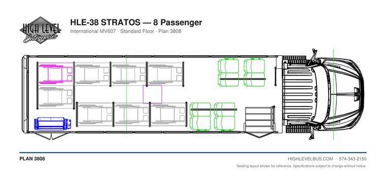 HLE-38 STRATOS — 8 Passenger seating layout