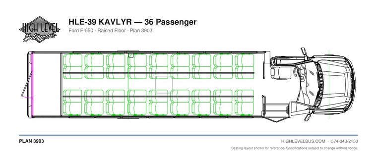 HLE-39 KAVLYR — 36 Passenger seating layout