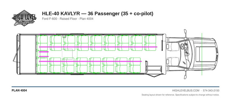 HLE-40 KAVLYR — 36 Passenger (35 + co-pilot) seating layout