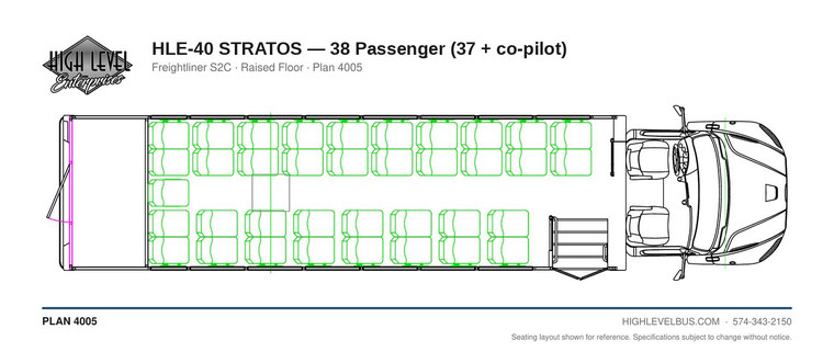 HLE-40 STRATOS — 38 Passenger (37 + co-pilot) seating layout