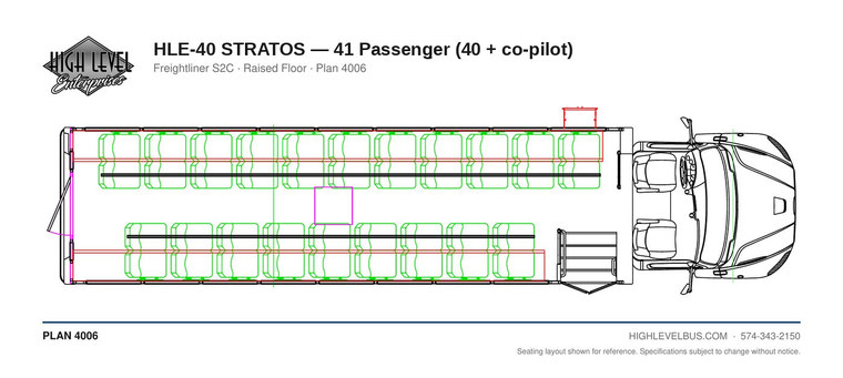 HLE-40 STRATOS — 41 Passenger (40 + co-pilot) seating layout