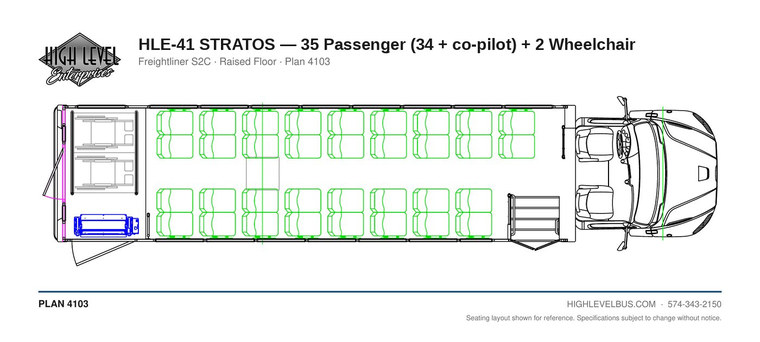 HLE-41 STRATOS — 35 Passenger (34 + co-pilot) + 2 Wheelchair seating layout