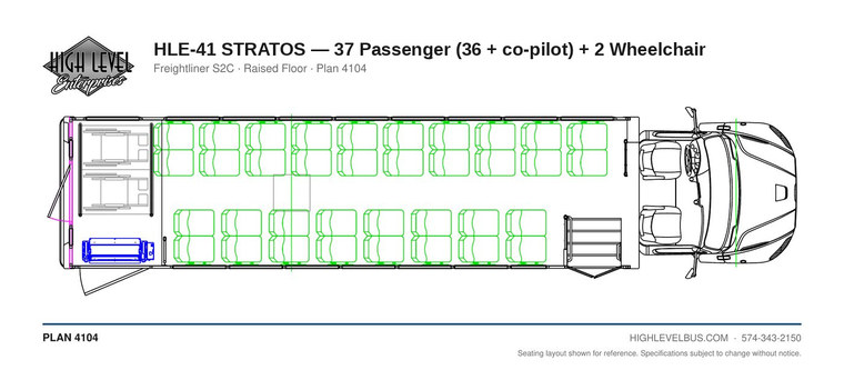 HLE-41 STRATOS — 37 Passenger (36 + co-pilot) + 2 Wheelchair seating layout