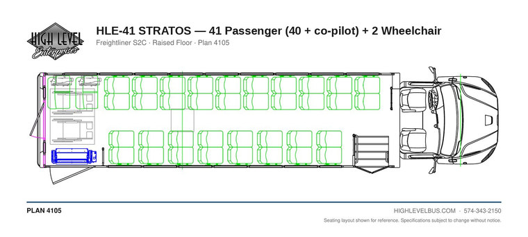 HLE-41 STRATOS — 41 Passenger (40 + co-pilot) + 2 Wheelchair seating layout