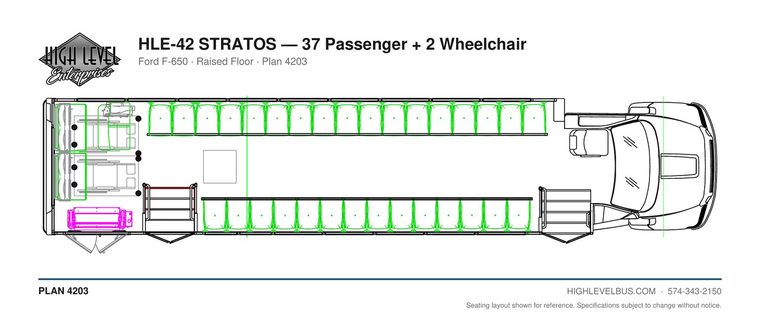 HLE-42 STRATOS — 37 Passenger + 2 Wheelchair seating layout