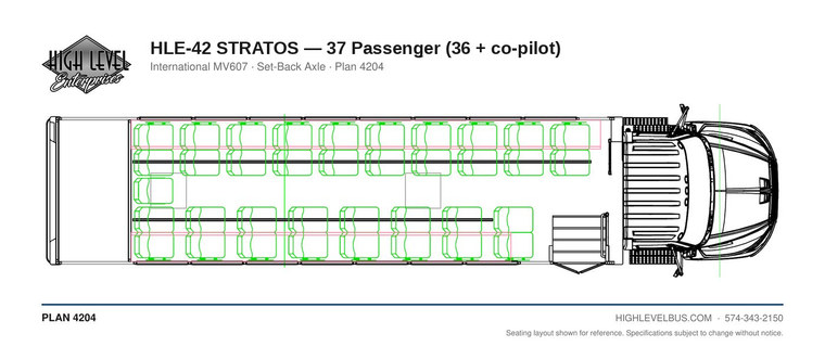 HLE-42 STRATOS — 37 Passenger (36 + co-pilot) seating layout