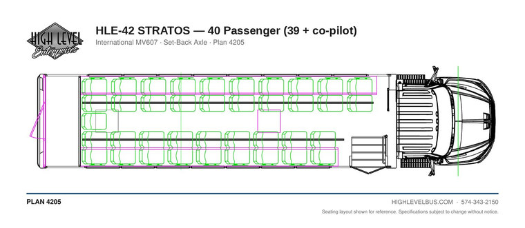 HLE-42 STRATOS — 40 Passenger (39 + co-pilot) seating layout
