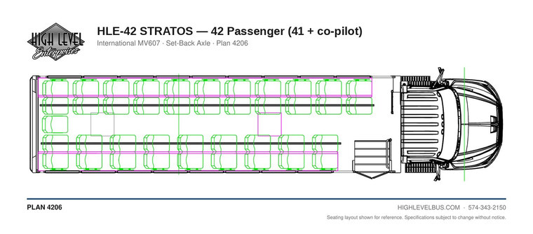 HLE-42 STRATOS — 42 Passenger (41 + co-pilot) seating layout