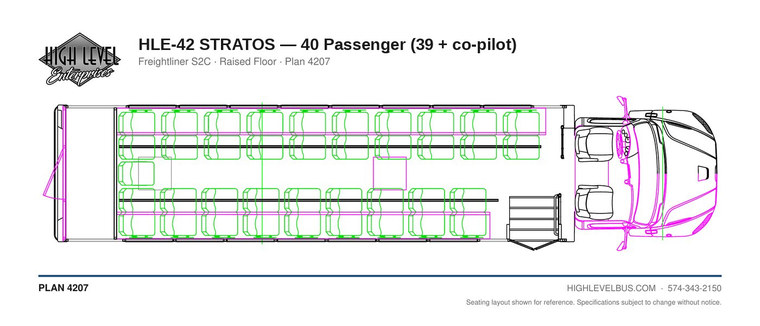 HLE-42 STRATOS — 40 Passenger (39 + co-pilot) seating layout