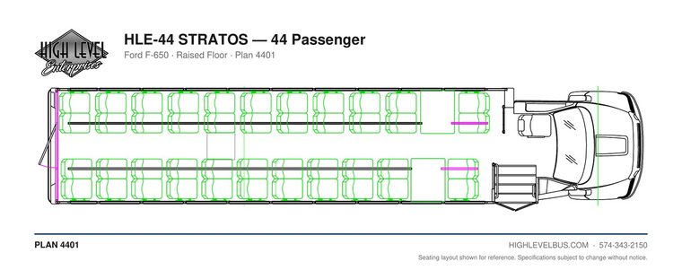 HLE-44 STRATOS — 44 Passenger seating layout