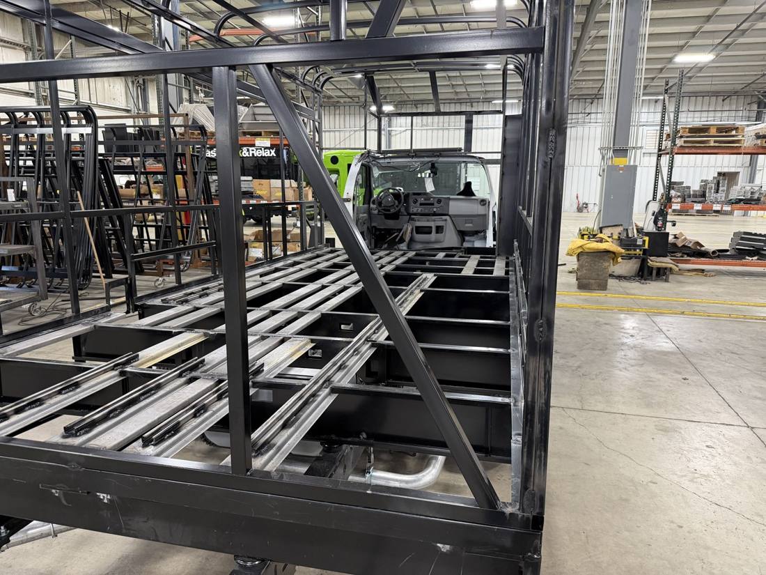 Powder-coated steel cage structure